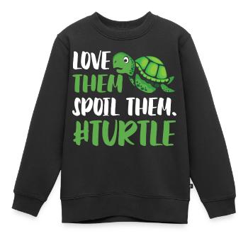 Love them. Spoil them. #Turtle - Kinder Premium Organic Sweatshirt - Schwarz - Vorne - AI Model Kid Female (0cm)