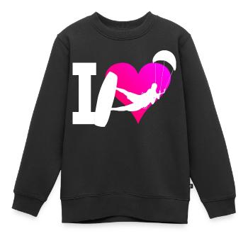 Kitesurf Kitesurfer Kitesurf Hommes Kitesurf - Sweat Premium enfant bio - noir - Devant - AI Model Kid Female (0cm)