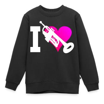 Trompette Trompette Trompettiste Trompette Jouant de la trompette - Sweat Premium enfant bio - noir - Devant - AI Model Kid Female (0cm)