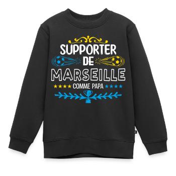 supporteur de Marseille. OM marseille - Sweat Premium enfant bio - noir - Devant - AI Model Kid Female (0cm)