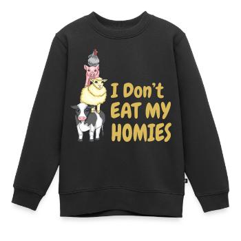 Je ne mange pas mes amis Bien-être animal Végétalien - Sweat Premium enfant bio - noir - Devant - AI Model Kid Female (0cm)