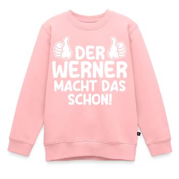 Werner - Kinder Premium Organic Sweatshirt - Rosa - Vorne - AI Model Kid Female (0cm)