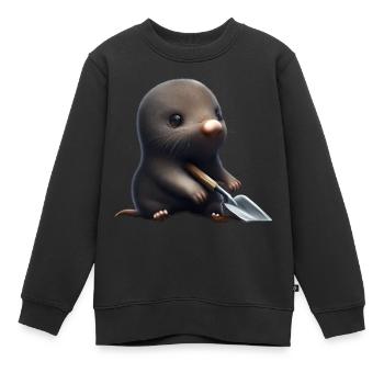 Niedlicher Maulwurf mit Schaufel - Kinder Premium Organic Sweatshirt - Schwarz - Vorne - AI Model Kid Female (0cm)