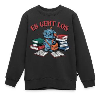 Einschulung erster Schultag kleiner Roboter - Kinder Premium Organic Sweatshirt - Schwarz - Vorne - AI Model Kid Female (0cm)