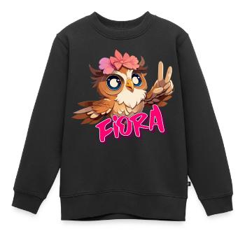 FIORA - Schöner Mädchen Name mit süßer EULE - Kinder Premium Organic Sweatshirt - Schwarz - Vorne - AI Model Kid Female (0cm)