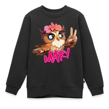 MARY - Schöner Mädchen Name mit süßer EULE - Kinder Premium Organic Sweatshirt - Schwarz - Vorne - AI Model Kid Female (0cm)