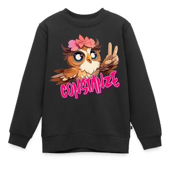 CONSTANZE - Schöner Mädchen Name mit süßer EULE - Kinder Premium Organic Sweatshirt - Schwarz - Vorne - AI Model Kid Female (0cm)