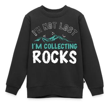Ich bin nicht verloren, ich sammle Felsen - Kinder Premium Organic Sweatshirt - Schwarz - Vorne - AI Model Kid Female (0cm)