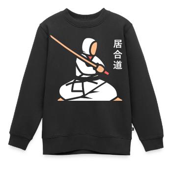 iaido - Sweat Premium enfant bio - noir - Devant - AI Model Kid Female (0cm)