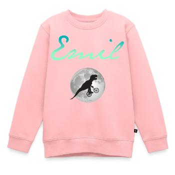 EMIL - Beau prénom de garçon avec dinosaure - Sweat Premium enfant bio - rose - Devant - AI Model Kid Female (0cm)