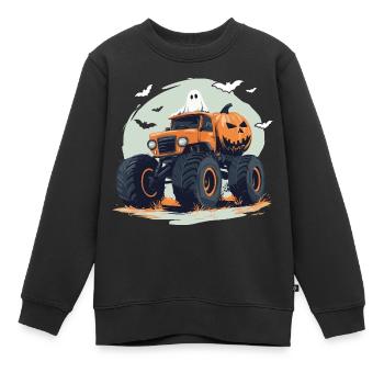 Monster Truck Halloween Ghost Pumpkin Boy - Kids Premium Organic Sweatshirt - black - Front - AI Model Kid Female (0cm)