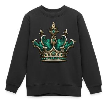 Couronne royale en couronne - Sweat Premium enfant bio - noir - Devant - AI Model Kid Female (0cm)