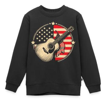 Drapeau américain Country Music Song Lover USA Patriot - Sweat Premium enfant bio - noir - Devant - AI Model Kid Female (0cm)