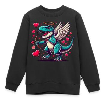 T-Rex mit Pfeil und Bogen Dinosaurier Valentinstag - Kinder Premium Organic Sweatshirt - Schwarz - Vorne - AI Model Kid Female (0cm)