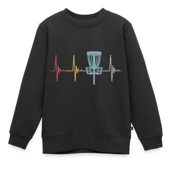 Disc Golf Retro Herzschlag Geschenk Frisbee Spiele - Kinder Premium Organic Sweatshirt - Schwarz - Vorne - AI Model Kid Female (0cm)