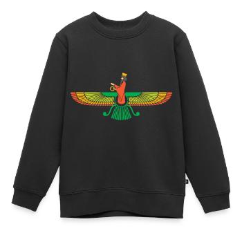 Faravahar Symbole Iran Persan Spirituel - Sweat Premium enfant bio - noir - Devant - AI Model Kid Female (0cm)