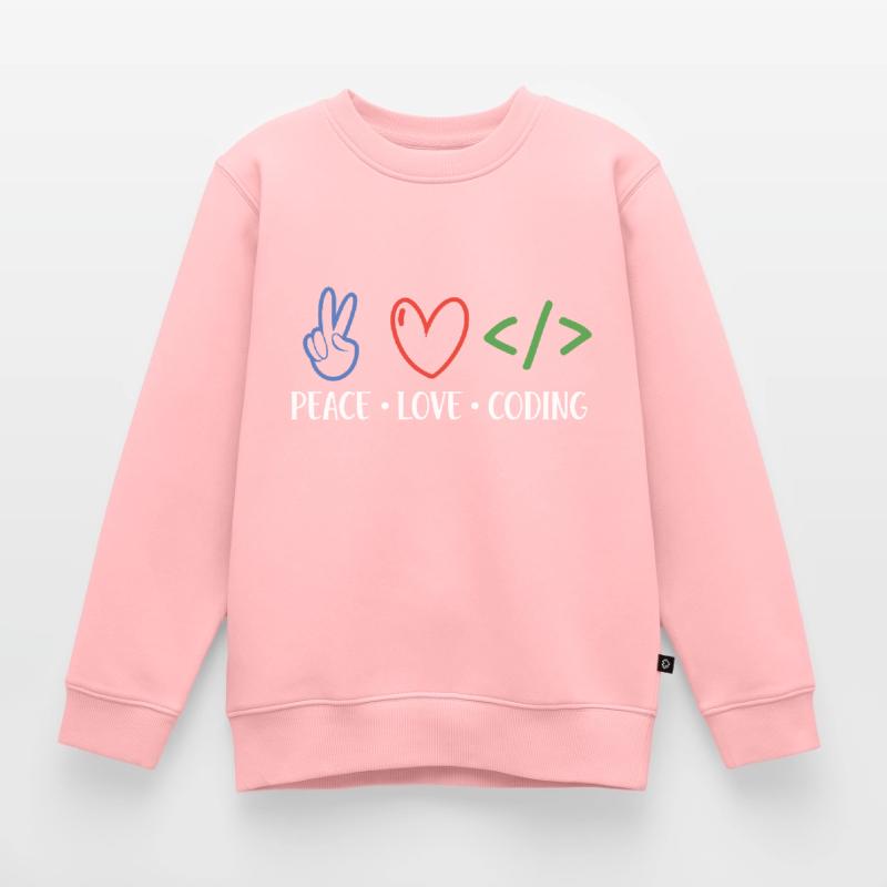 Peace Love Coding Coder Software Developer Program Kinder Premium Organic Sweatshirt