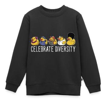 Funny Celebrate Diversity Yellow Bath Duckie Rubbe - Kinder Premium Organic Sweatshirt - Schwarz - Vorne - AI Model Kid Female (0cm)