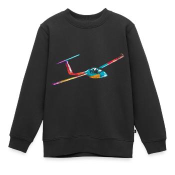 Planeur pilote - Sweat Premium enfant bio - noir - Devant - AI Model Kid Female (0cm)