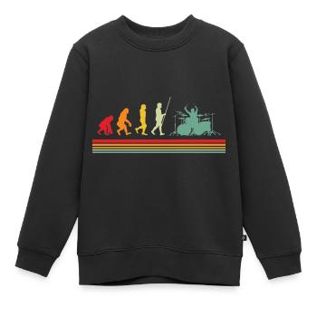 Schlagzeuger Evolution Drummer Retro Schlagzeug - Kinder Premium Organic Sweatshirt - Schwarz - Vorne - AI Model Kid Female (0cm)