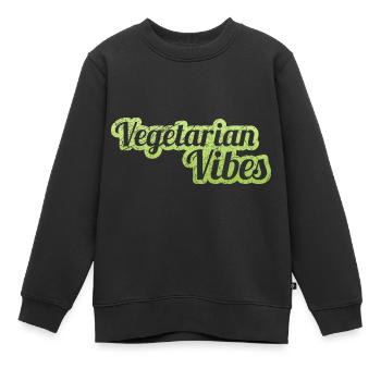 Vegan Vegetarier Pflanzlich Vintage I Geschenk - Kinder Premium Organic Sweatshirt - Schwarz - Vorne - AI Model Kid Female (0cm)
