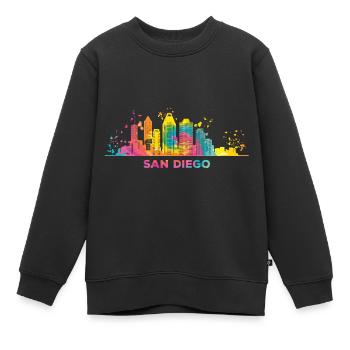 San Diegan Skyline San Diego - Sweat Premium enfant bio - noir - Devant - AI Model Kid Female (0cm)