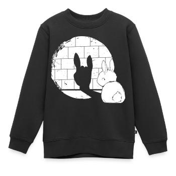 Metal Hase Schatten Heavy Metal Handzeichen - Kinder Premium Organic Sweatshirt - Schwarz - Vorne - AI Model Kid Female (0cm)
