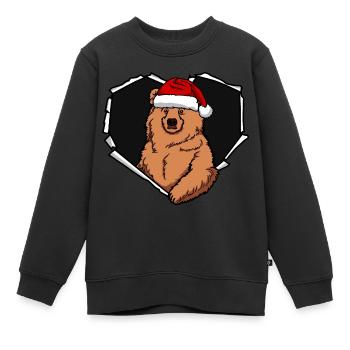 Bouchon perforé déchiré par une fissure d’ours - Sweat Premium enfant bio - noir - Devant - AI Model Kid Female (0cm)