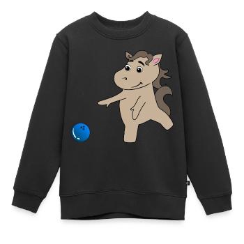 Le poulain de cheval joue au bowling - Sweat Premium enfant bio - noir - Devant - AI Model Kid Female (0cm)