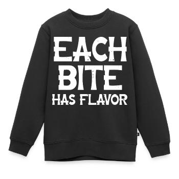 Each bite has flavor - Kinder Premium Organic Sweatshirt - Schwarz - Vorne - AI Model Kid Female (0cm)