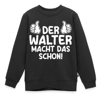 Walter - Kinder Premium Organic Sweatshirt - Schwarz - Vorne - AI Model Kid Female (0cm)
