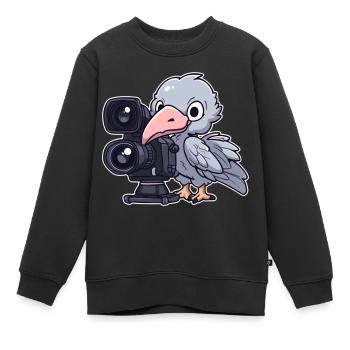 Photographie de bec-de-chaussure - Sweat Premium enfant bio - noir - Devant - AI Model Kid Female (0cm)