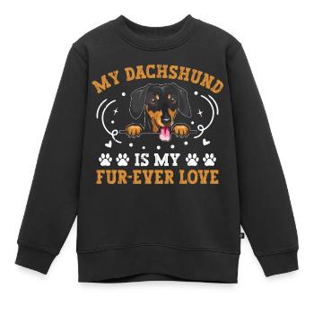 Mein Dackel ist mein Pelz-Ewige Liebe Hundebesitzer Hundeliebhaber - Kinder Premium Organic Sweatshirt - Schwarz - Vorne - AI Model Kid Female (0cm)