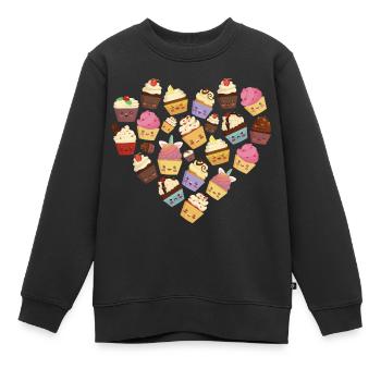 Chef pâtissier Cuisson Mignon Baker Cupcake Forme de cœur - Sweat Premium enfant bio - noir - Devant - AI Model Kid Female (0cm)