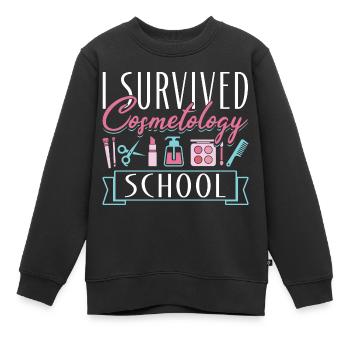Cosmetologist I Survived - Kinder Premium Organic Sweatshirt - Schwarz - Vorne - AI Model Kid Female (0cm)