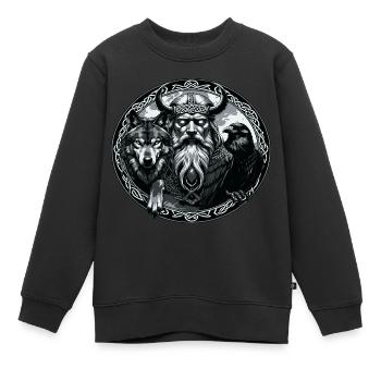 Odin Wikinger Valhalla Vikinger Hammer Thor Odin - Kinder Premium Organic Sweatshirt - Schwarz - Vorne - AI Model Kid Female (0cm)