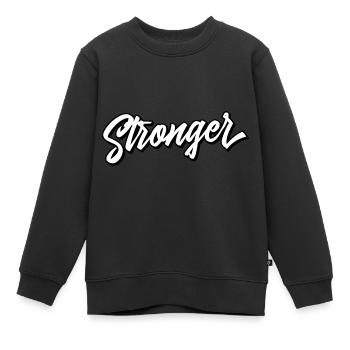 Plus fort - Sweat Premium enfant bio - noir - Devant - AI Model Kid Female (0cm)