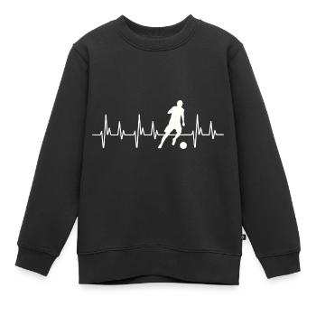 Fußball Herzschlag, Fußball, Fußballer, Fußball - Kinder Premium Organic Sweatshirt - Schwarz - Vorne - AI Model Kid Female (0cm)