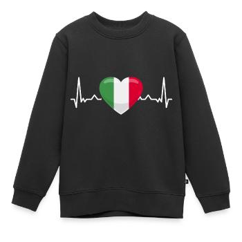 Damen Herren Italian Flag Football Team T-Shirt - Kinder Premium Organic Sweatshirt - Schwarz - Vorne - AI Model Kid Female (0cm)