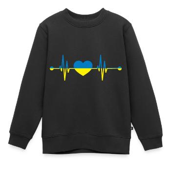 Herzschlag Ukrainer Ukraine - Kinder Premium Organic Sweatshirt - Schwarz - Vorne - AI Model Kid Female (0cm)