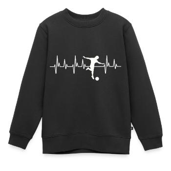 Fußball Herzschlag, Fußball, Fußballer, Fußball - Kinder Premium Organic Sweatshirt - Schwarz - Vorne - AI Model Kid Female (0cm)