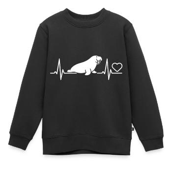 Walross - Kinder Premium Organic Sweatshirt - Schwarz - Vorne - AI Model Kid Female (0cm)