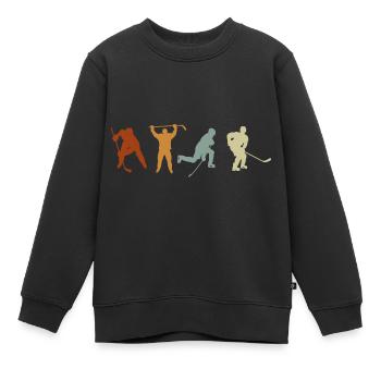 Retro Eishockey Spieler Center Defense Hockey - Kinder Premium Organic Sweatshirt - Schwarz - Vorne - AI Model Kid Female (0cm)