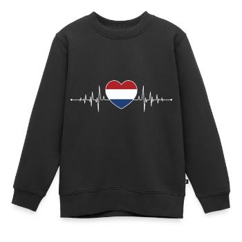 Niederlande Herzschlag Holland Flagge Holländer - Kinder Premium Organic Sweatshirt - Schwarz - Vorne - AI Model Kid Female (0cm)