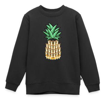 ananas - Sweat Premium enfant bio - noir - Devant - AI Model Kid Female (0cm)