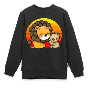 Leo cuddles bear - Kids Premium Organic Sweatshirt - black - Front - AI Model Kid Female (0cm)