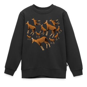 Herz Antilope - Kinder Premium Organic Sweatshirt - Schwarz - Vorne - AI Model Kid Female (0cm)