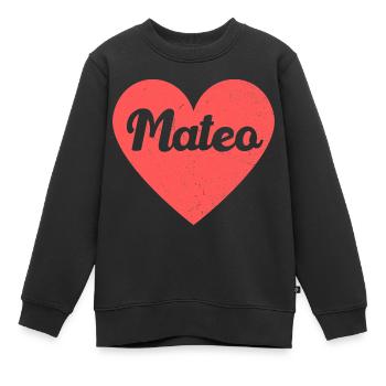 Mateo Name Rotes Herz Liebe Fan Retro - Kinder Premium Organic Sweatshirt - Schwarz - Vorne - AI Model Kid Female (0cm)