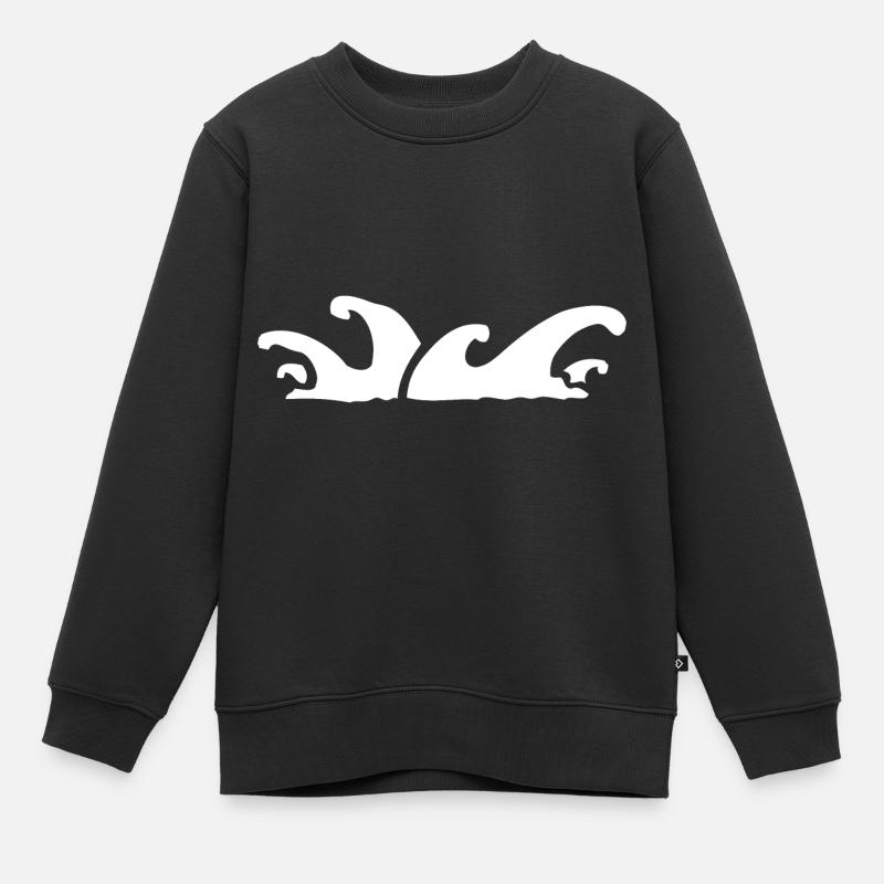 Vagues Mer - Sweat Premium enfant bio - noir