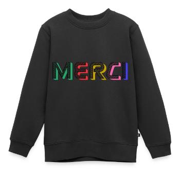 MERCI - Sweat Premium enfant bio - noir - Devant - AI Model Kid Female (0cm)